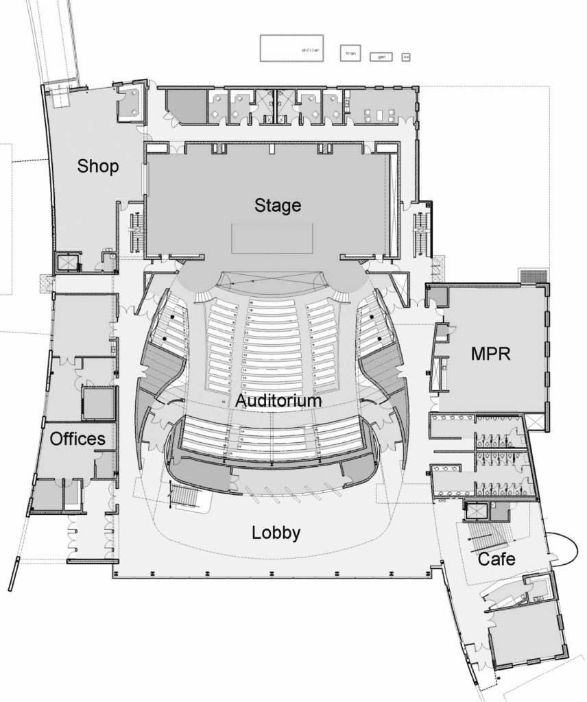 main floor layout diagram of the Forest Hills Fine Arts Center