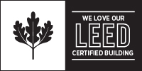 leed logo that reads We Love Our LEED Certified Building